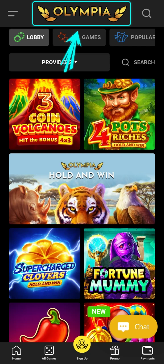 Launch the Olympia site to begin your mobile registration.