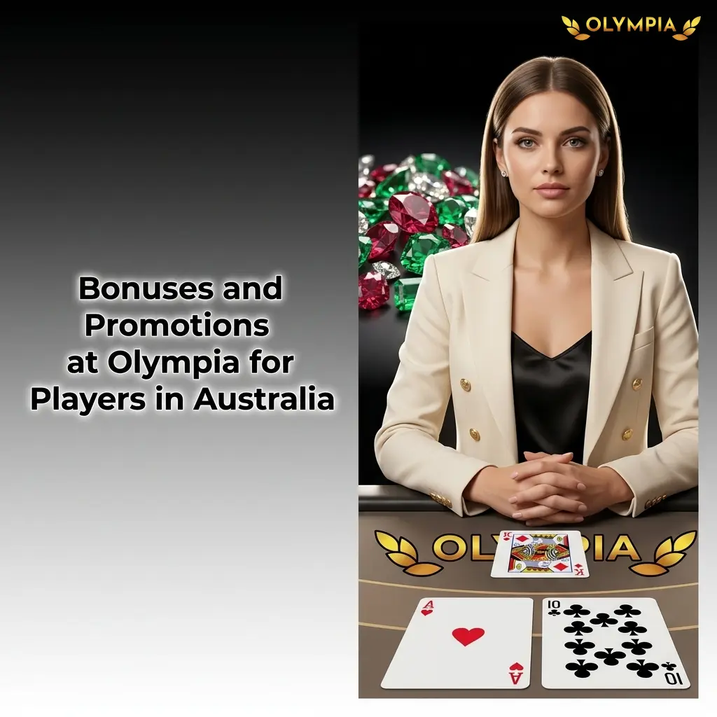 Olympia Casino bonuses for Australian players including welcome offer up to A$10,000 plus free spins and VIP rewards