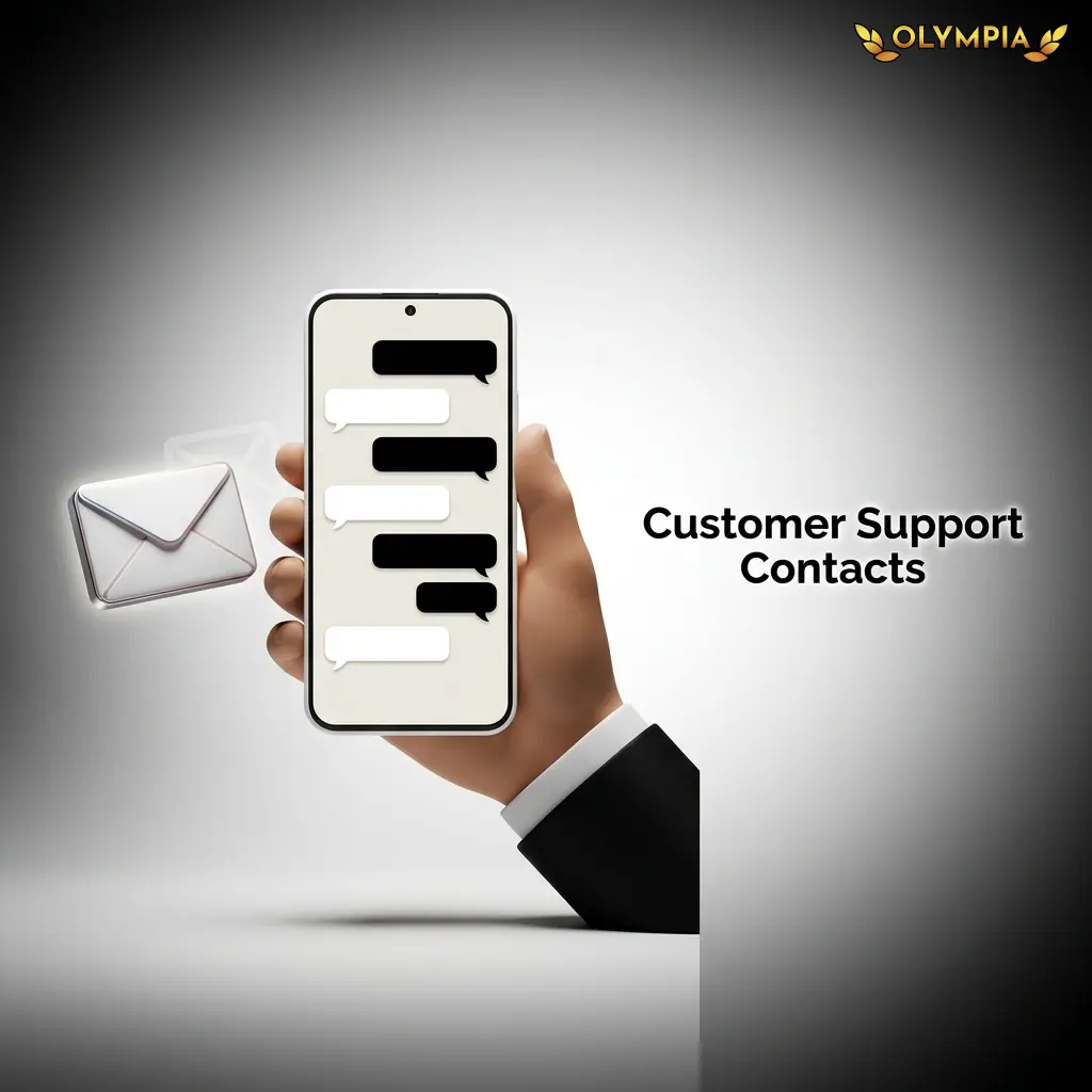 Olympia Casino customer support contacts including live chat, email, Telegram, and FAQ help centre for Australian players
