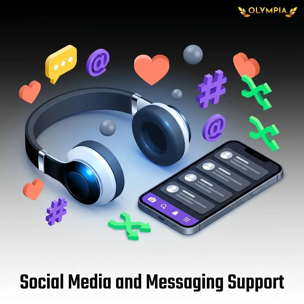 Olympia social media and messaging support via Telegram and Facebook Messenger for general enquiries