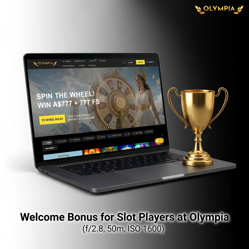 Olympia Casino welcome bonus for slot players offering 100% match up to A$10,000 plus 75 free spins
